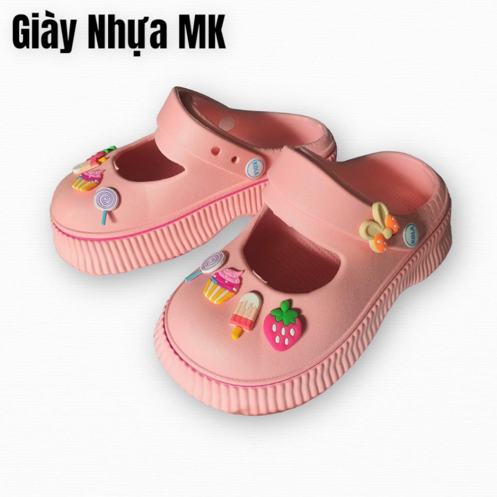 Dép sục nữ đế độn 4cm khoét đính sticker siêu cute chất eva siêu nhẹ chống nước đi mưa đi biển thoải masii - SL0