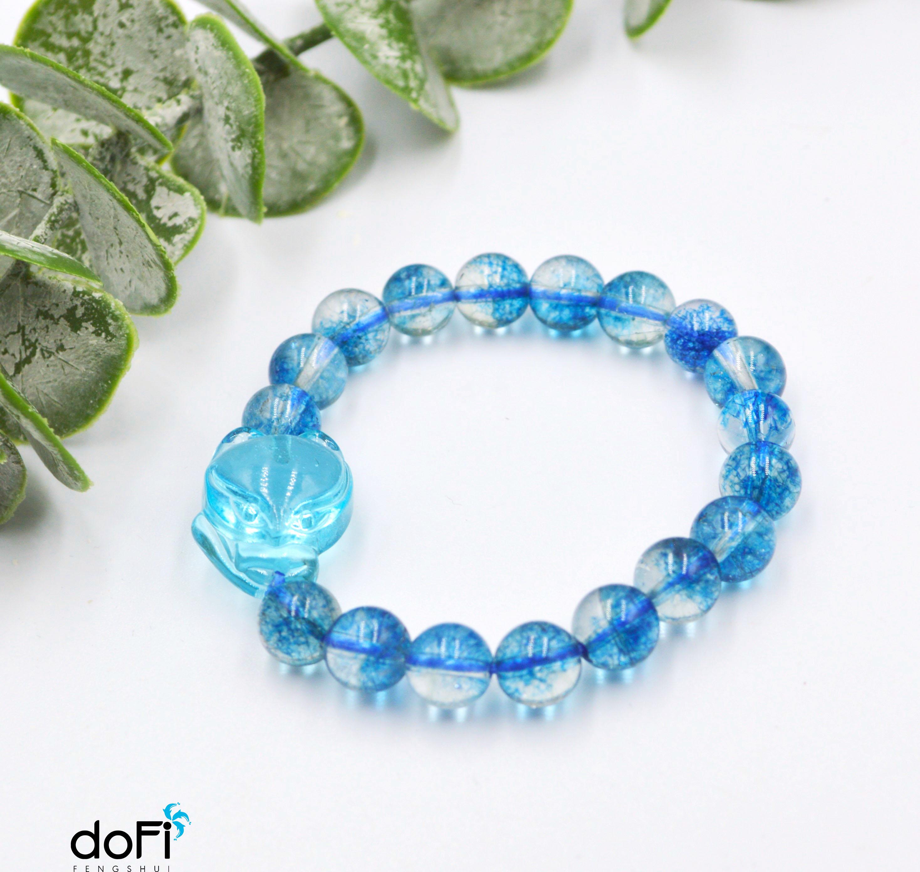 Vòng Tay Hồ Ly Baby Topaz Xanh Dương Phối Ưu Linh Xanh Dương