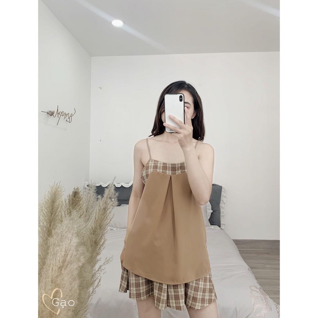 Set lụa thô 2 dây đùi siêu mát