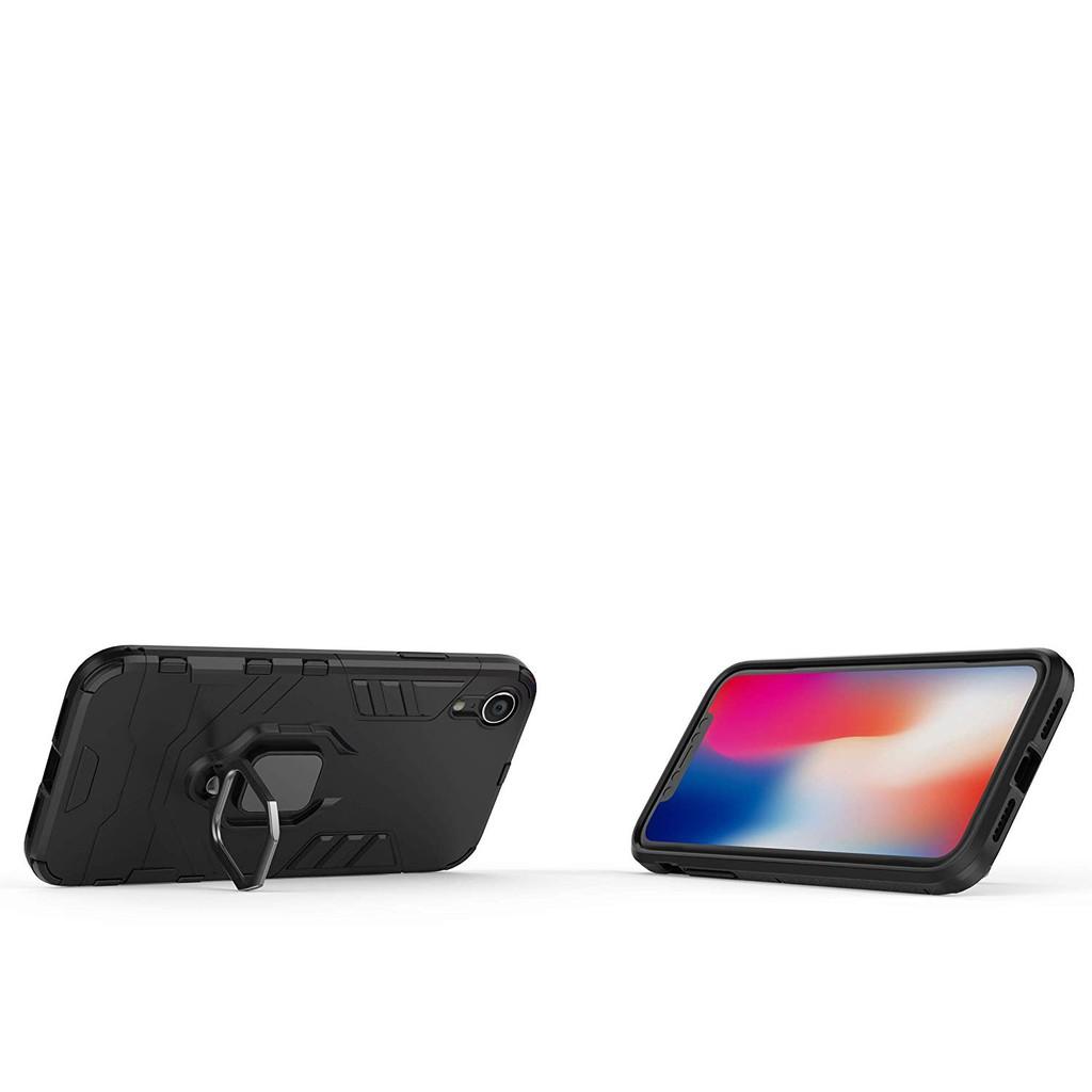 Ốp lưng cho iPhone XR iron man chống sốc kèm nhẫn xoay chống xem video bảo vệ camera