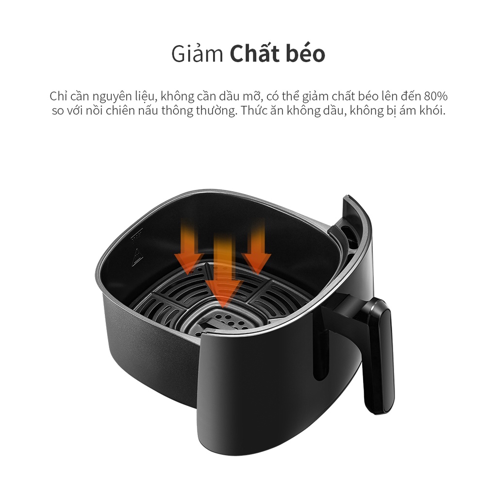 Nồi chiên không dầu Lock&amp;Lock 3,2L EJF173BLK Easy Control air fryer - Hàng chính hãng, lòng nồi tháo rời - JoyMall