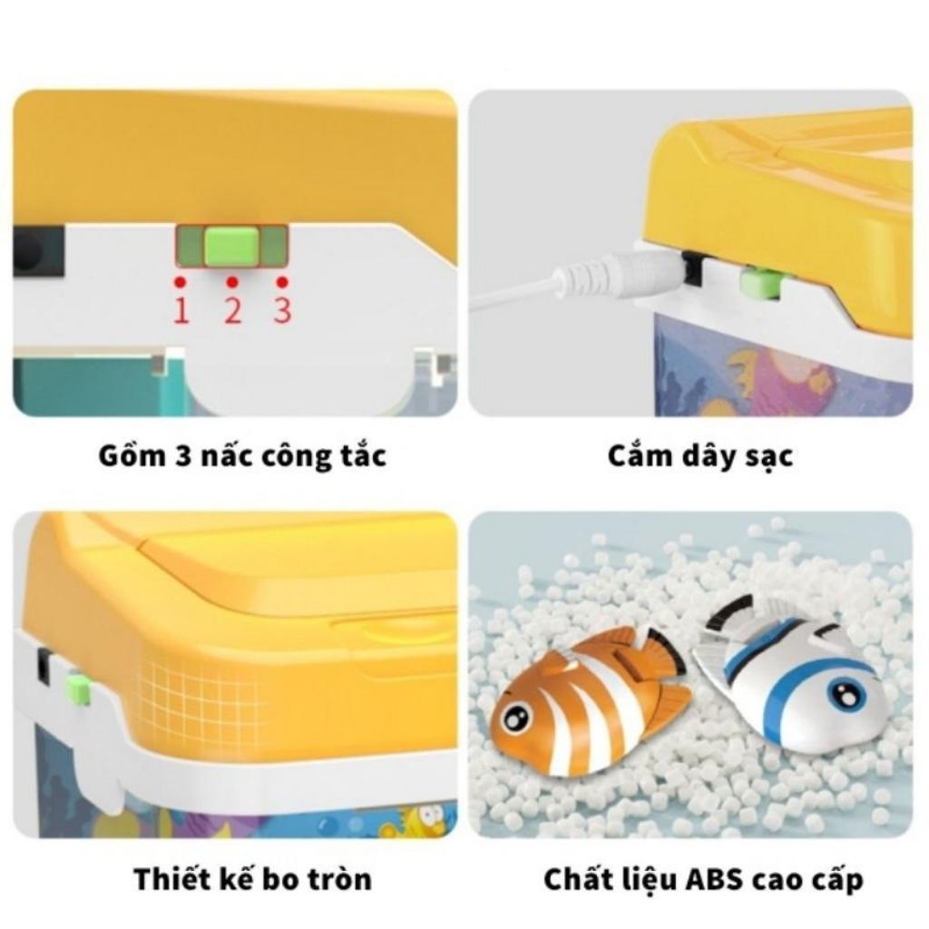 Bể cá cảnh mini để bàn trang trí nhà đồ chơi cho bé câu cá có âm nhạc và đèn sáng, hồ cá mini quà tặng sinh nhật cho bé