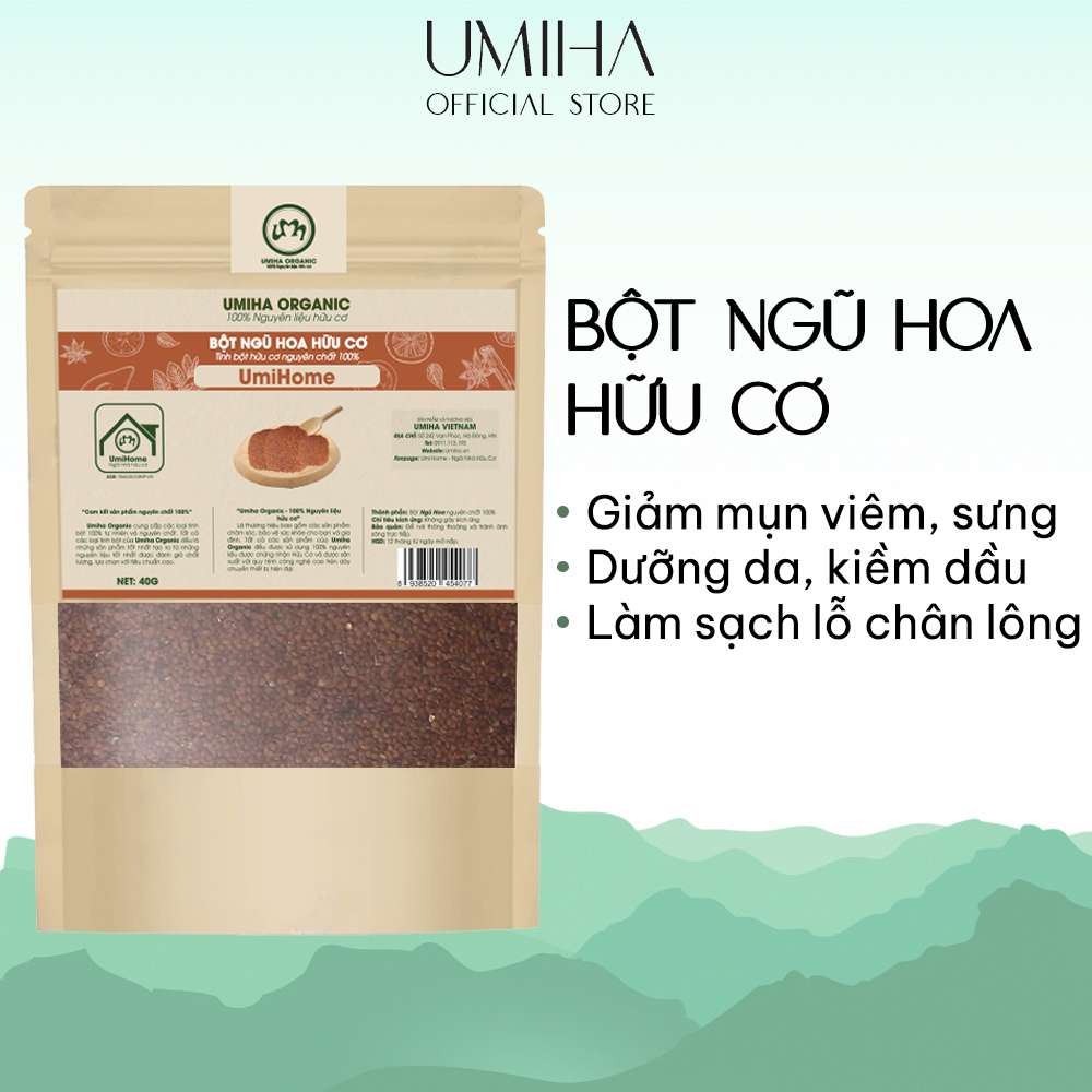 Hạt Ngũ Hoa hữu cơ UMIHOME 40G nguyên chất, đắp mặt nạ dưỡng trắng da ngăn ngừa mụn thâm nám hiệu quả tại nhà