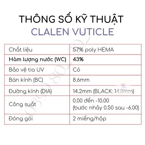 Kính áp tròng màu Pure Hazel Clalen Vuticle cho đôi mắt tự nhiên và rạng rỡ(có đến 10 độ)