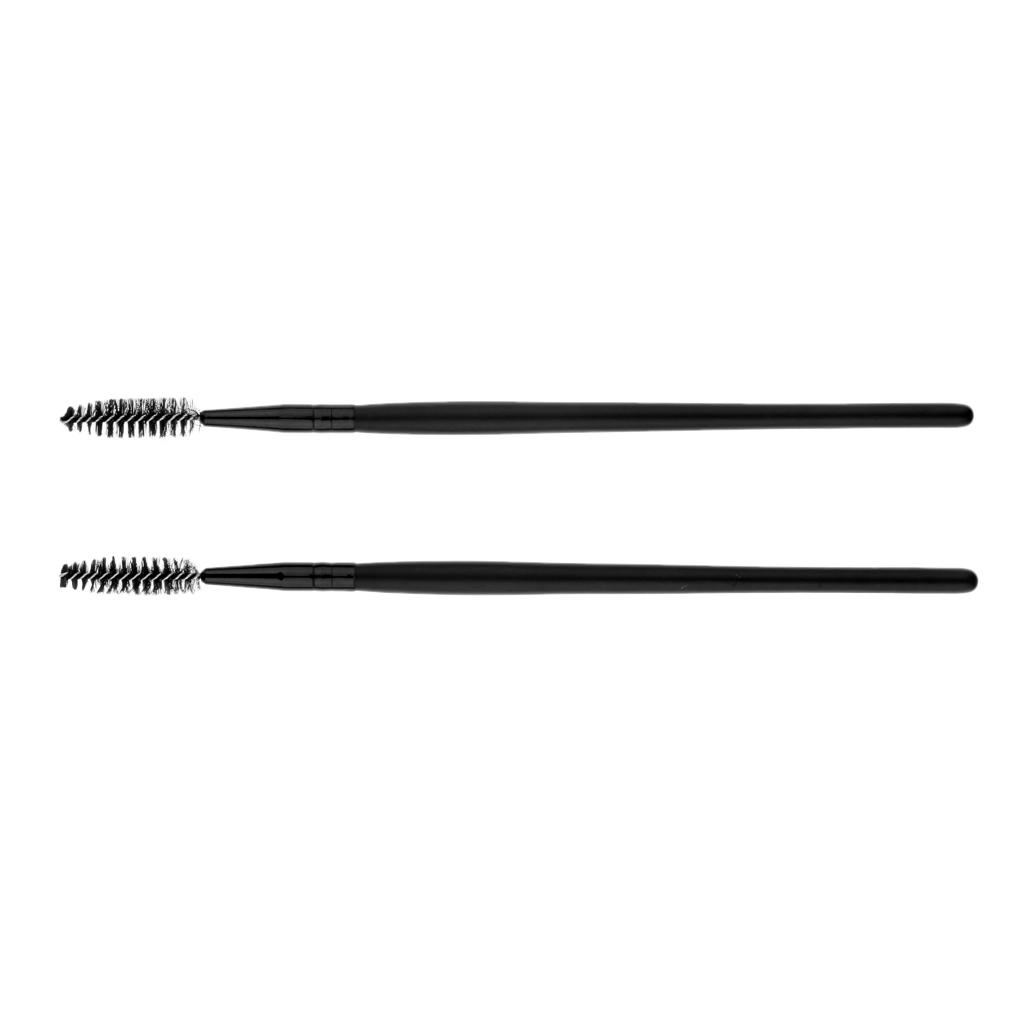 2PCS Reusable Nylon Mascara Wands Makeup Eyelash Extension Brush Wood Handle