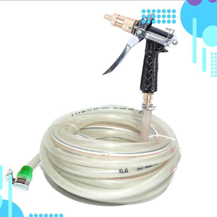 Bộ dây và vòi xịt tăng áp lực nước 300% rửa xe tưới cây 236498 - dây trắng