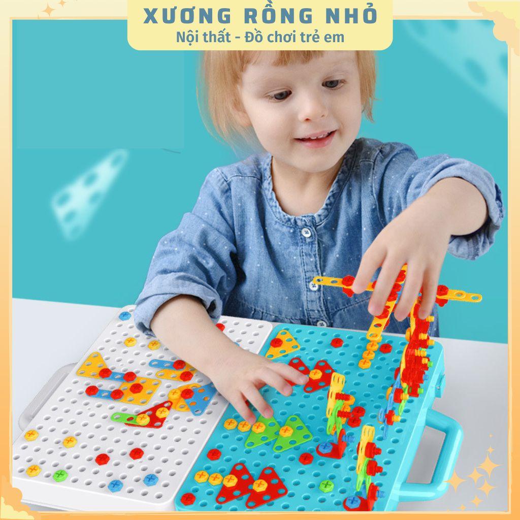 Đồ chơi trí tuệ lắp ráp bắt ốc vít, bộ lắp ghép sáng tạo building block,set gồm cả máy bắt vít và tua vít, hàng đẹp
