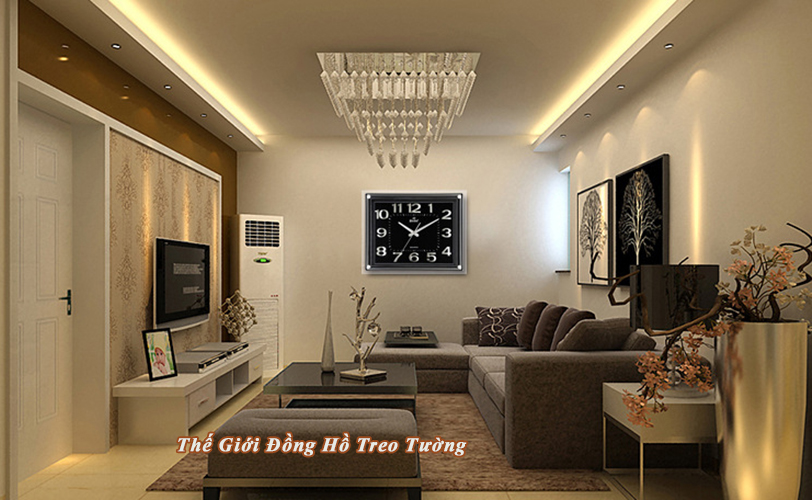 Đồng Hồ Treo Tường KIM TRÔI EASTAR Cao Cấp Mặt Chữ Nhật Ánh Kim – Mặt Kính 3D Tràn Viền – Bộ Số Nổi 3D