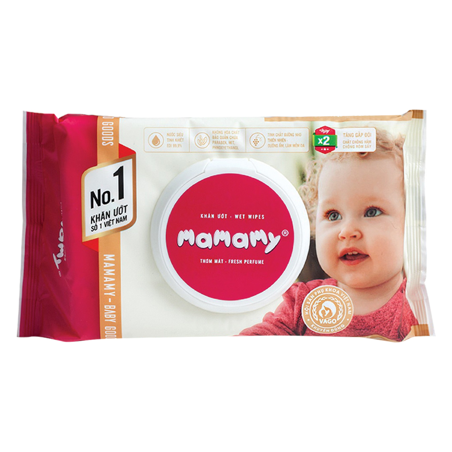 Combo 3 Gói Khăn Giấy Ướt 100 Tờ, Hương Thơm Mát Kháng Khuẩn An Toàn Cho Bé Mamamy