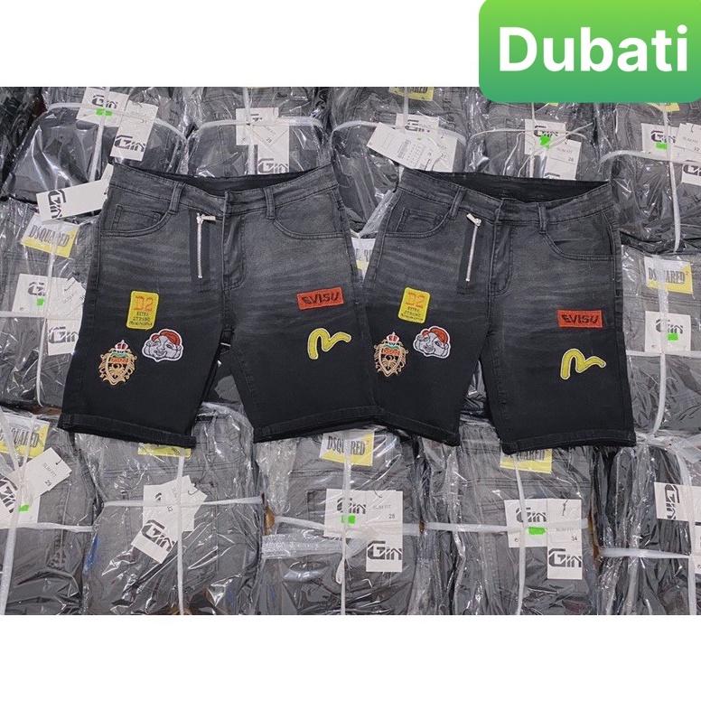 QUẦN SỌT SHORT LỬNG JEAN NAM CHẤT BÒ KIỂU KHÓA LỆCH ĐEN THÊU EVISU NHẬT BẢN PHONG CÁCH SÀNH ĐIỆU MỚI DB-6691 - DUFASHION