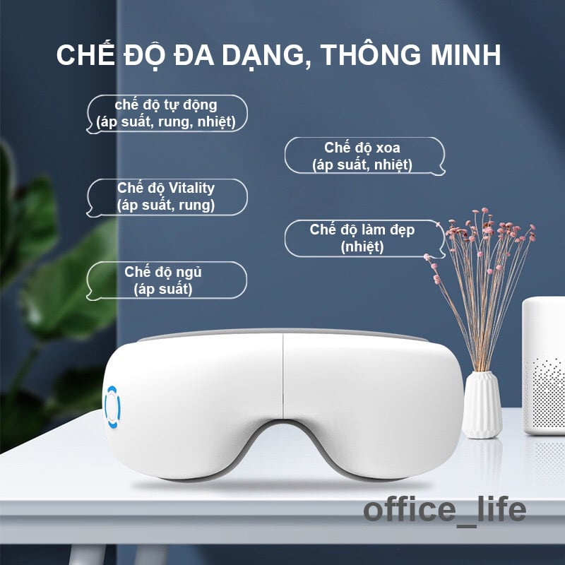 Máy massage mắt thông minh thế hệ mới, thư giãn, giảm đau nhức, quầng thâm tích hợp Bluetooth nghe nhạc thư giãn