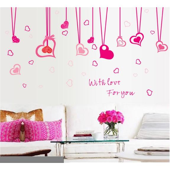 Decal trái tim dây hồng