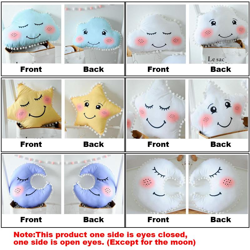 1 pc Phim Hoạt Hình Star/Trăng/Khuôn Mặt Tươi Cười Trẻ Em Ngủ Cushion Dễ Thương Clouds Lông Mi Trẻ Em Phòng Trang Trí Sang Trọng Gối đệm Bóng