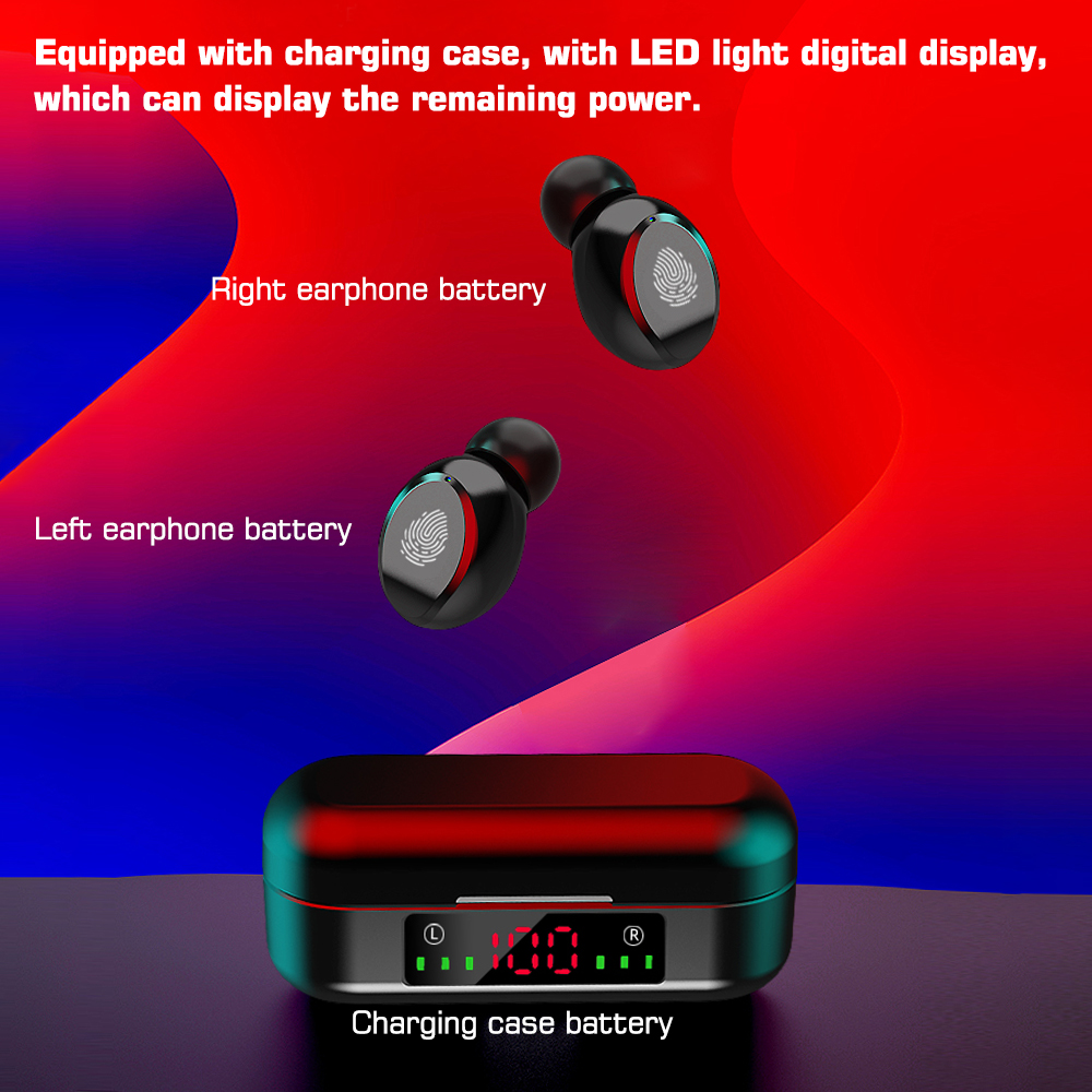 Tai Nghe Thể Thao Điều Khiển Cảm Ứng TWS Bluetooth V5.0 Không Dây Có Mic Màn Hình LED