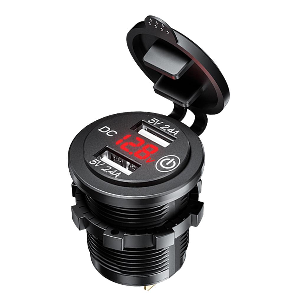 Dual USB Lighter Socket Car Charger Adapter With Touch Switch
