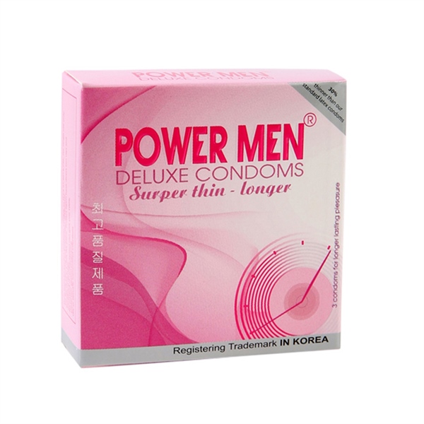 Bao Cao Su Mỏng Kéo Dài Thời Gian Power Men Super Thin Longer (Hộp 3 Chiếc) - Hàng Chính Hãng - Che Tên Sản Phẩm