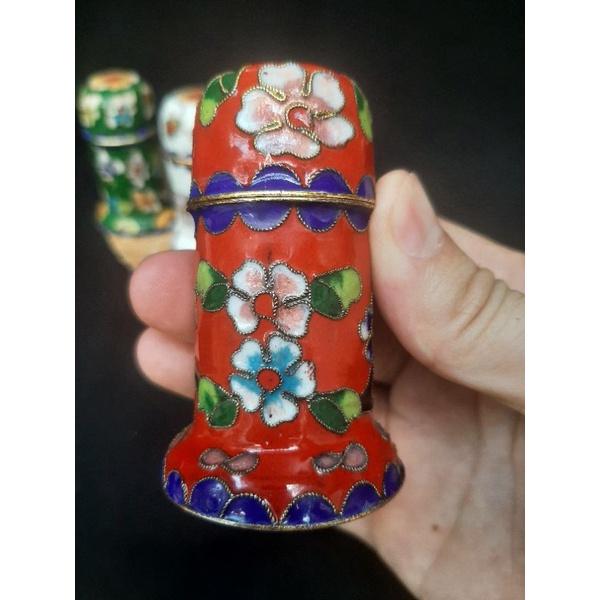 Lọ tăm pháp lam đồng, chế tác thủ công bao đẹp