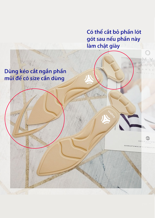 2 cặp lót giày cao gót mũi nhọn giảm size cho giày bị rộng, thoáng khí và êm chân- buybox - BBPK55