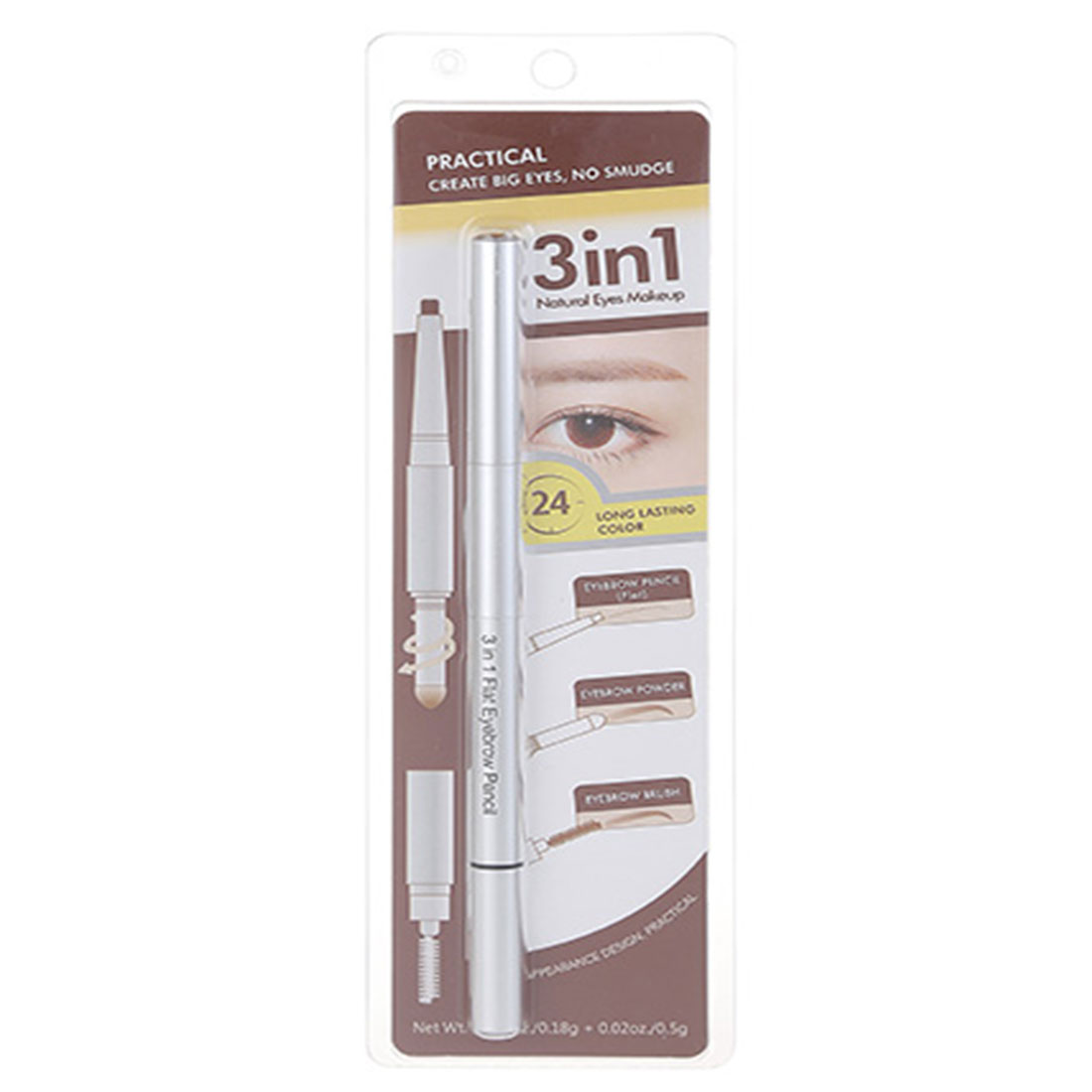 Bút kẻ chân mày Miniso 3 in 1 Flat Eyebrow Pencil - Hàng chính hãng