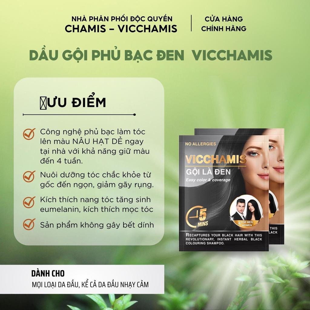 Dầu gội phủ tóc bạc giúp tóc đen tự nhiên, kích mọc tóc nhanh, giảm rụng tóc VICCHAMIS MSP002