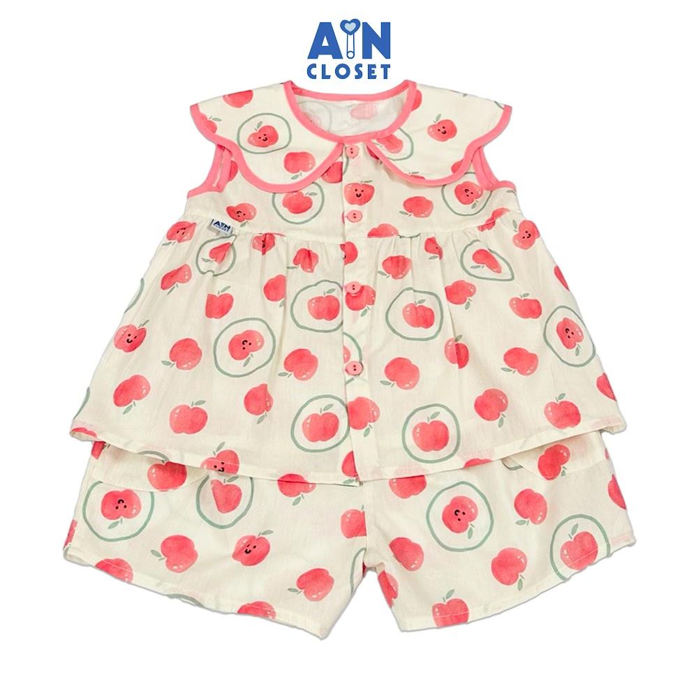 Bộ quần áo Ngắn bé gái họa tiết Táo Hồng cotton - AICDBGJUQNFC - AIN Closet