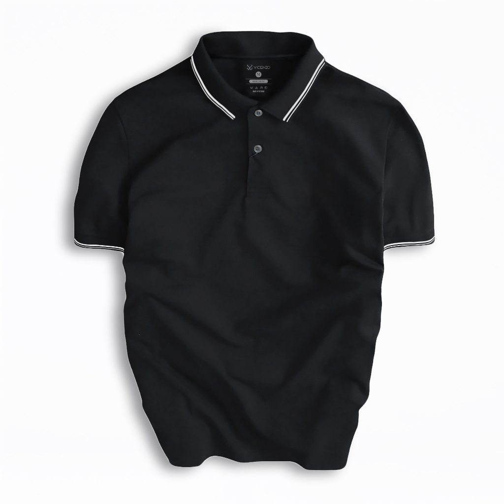 Áo Thun Nam Cổ Bẻ, Cổ Trụ, Thương Hiệu Doka, 4 Chiều Cao Cấp 8 Màu , Thiết Kế, Tay Ngắn, Trẻ Trung, Khỏe Khoắn, Đường May Tỉ Mỉ - Đen - L