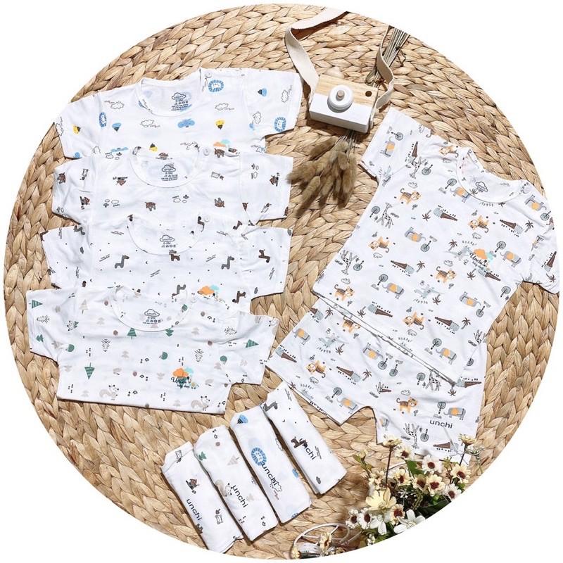 Bộ Cộc Tay UC Chất Peptit loại 1 Khuy Cài Vai Cho Bé từ sơ sinh đến 16kg