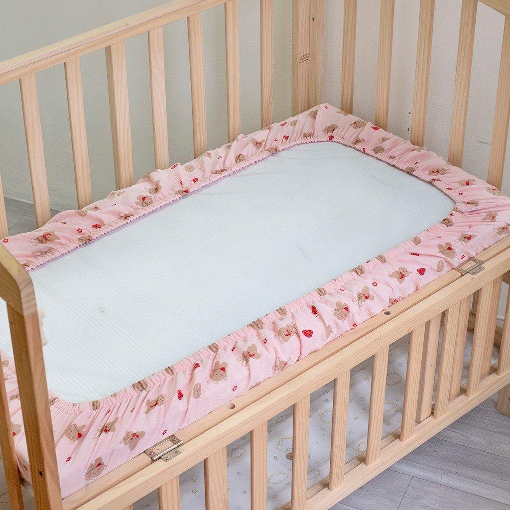 Ga bọc nệm cũi cho bé RUNA KIDS chất liệu vải xô Muslin mềm mại thấm hút tốt