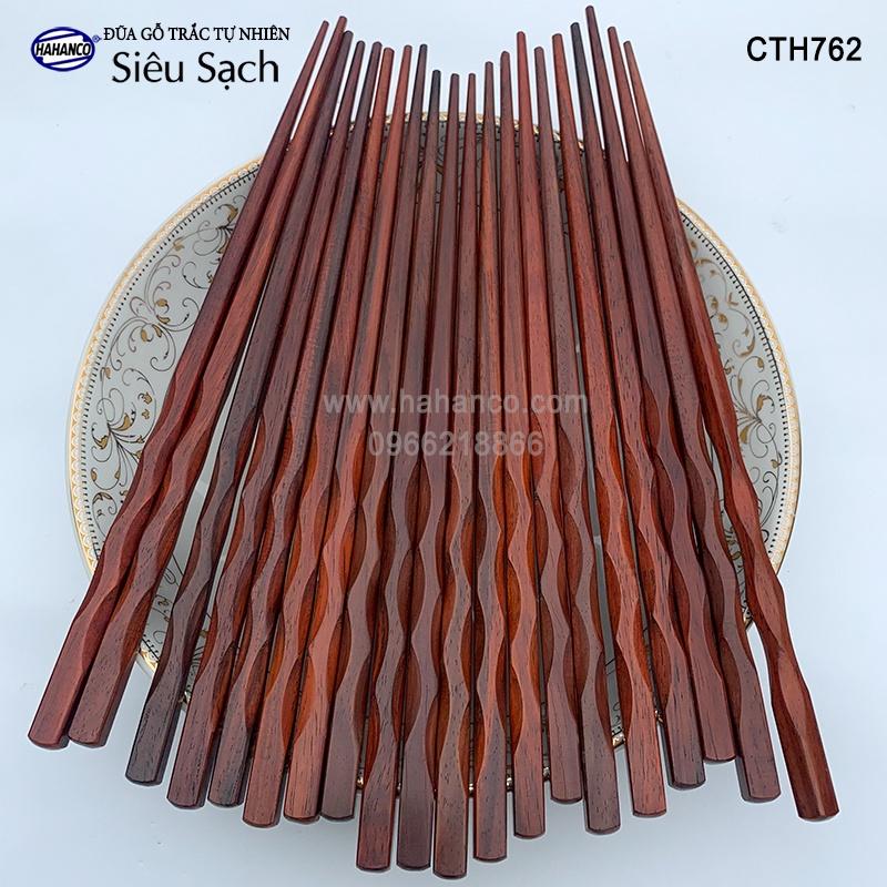 Đũa Nhật gỗ trắc đầu lượn sóng (10 đôi) - CTH762 - đũa gỗ siêu sạch - An toàn cho sức khỏe