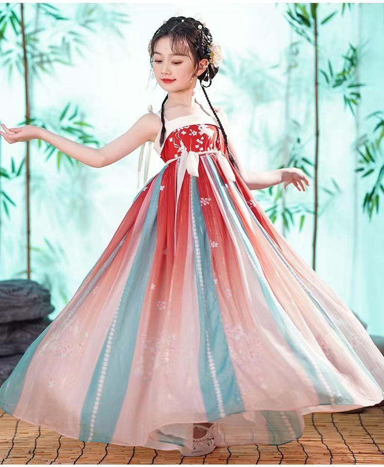 SHUANGYAN Cô gái Hán phục mùa xuân mùa hè Trung Quốc váy ngắn trẻ em Đường trang cô gái siêu tiên cổ trang phục mùa thu