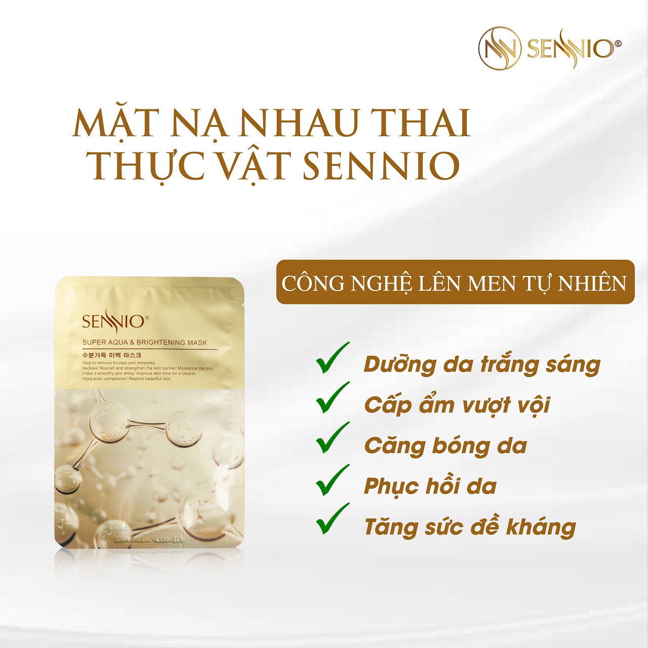 MẶT NẠ NHAU THAI THỰC VẬT SENNIO - Sennio Supper Aqua &amp; Brightening Mask