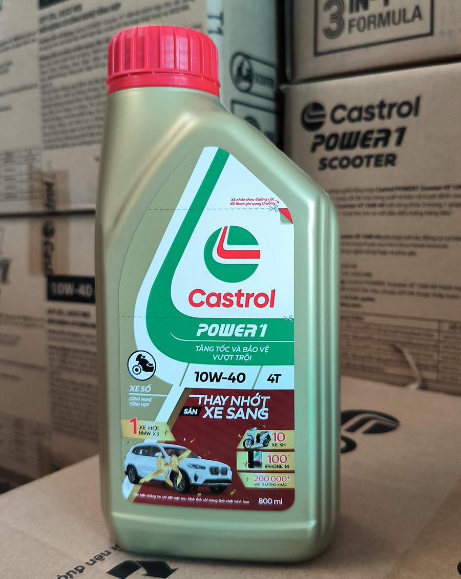 Dầu nhớt xe số Castrol Power 1 4T 10W-40, 800ml
