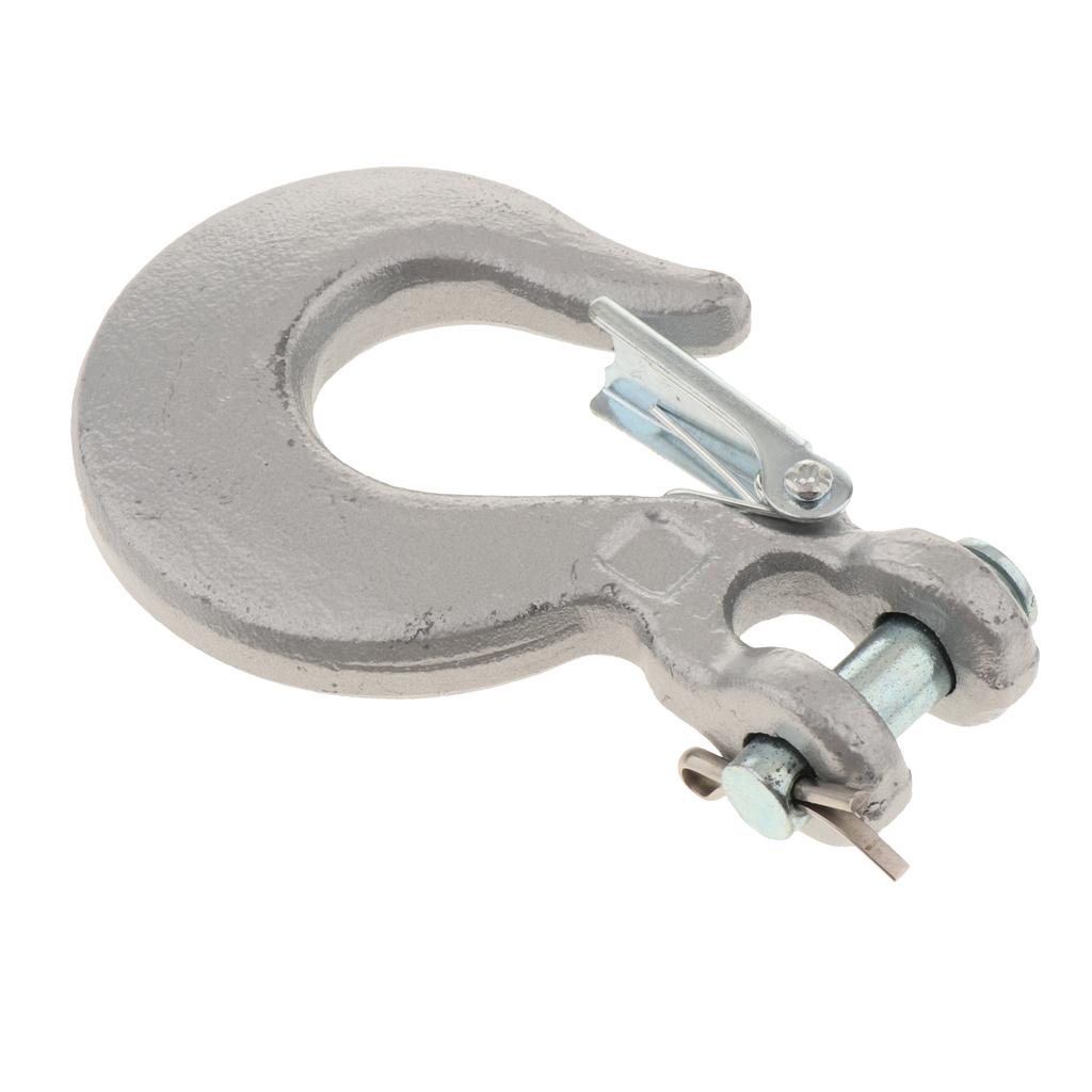 1/4 Inch Lifting Chain Hook 304 Stainless Steel Fork Head  Hook with Safety Lock for Upgrading The ATV Trailer for Towing Winch