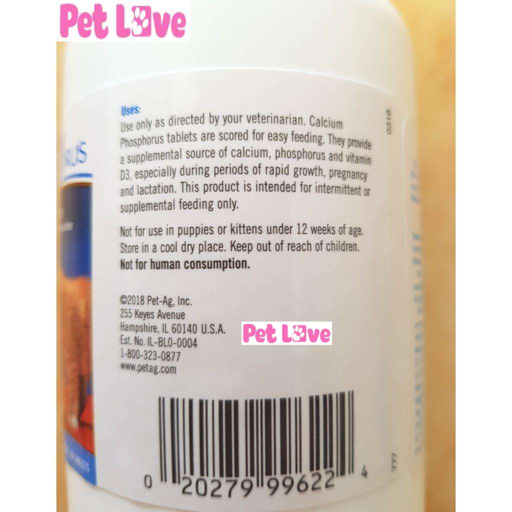 Canxi Mỹ bổ sung canxi và khoáng chất cho chó mèo (PetAg, hộp 50 viên)