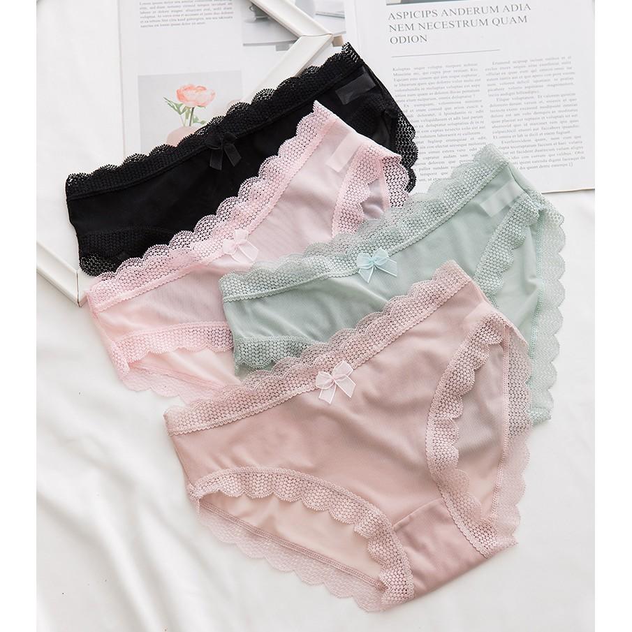 Quần chip lót nữ ren nơ cotton thun lạnh dễ thương sexy gợi cảm rẻ đẹp Y73