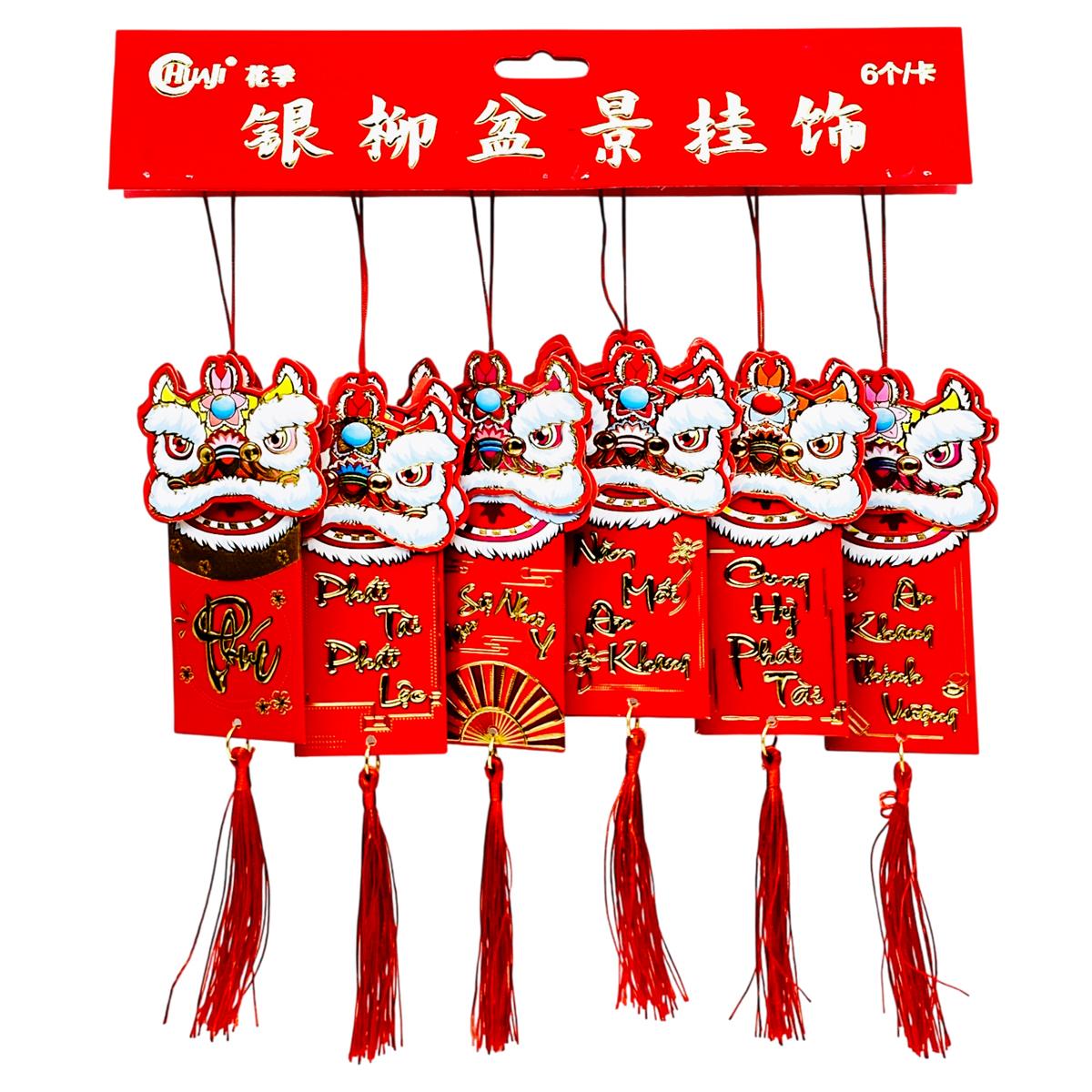 Bộ 6 Dây Treo Đầu Lân Trang Trí Tết - YD008