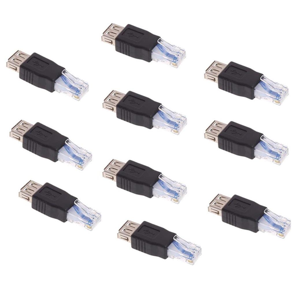 10 Pieces  Male to USB Female LAN Network Sockets Adapter Converter