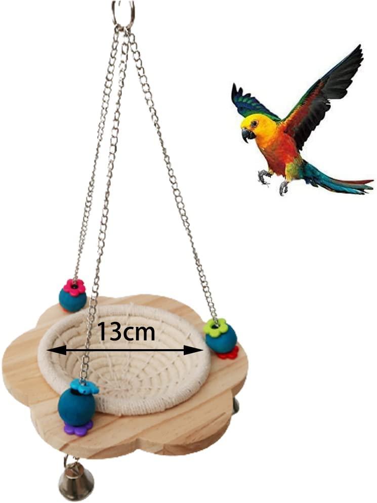 Đồ chơi tổ của chim, tổ chim vẹt, đồ chơi làm tổ chim đa chức năng, con vẹt làm tổ phụ kiện treo đồ chơi, với 3 chuông kim loại, cho vẹt nhỏ trung bình