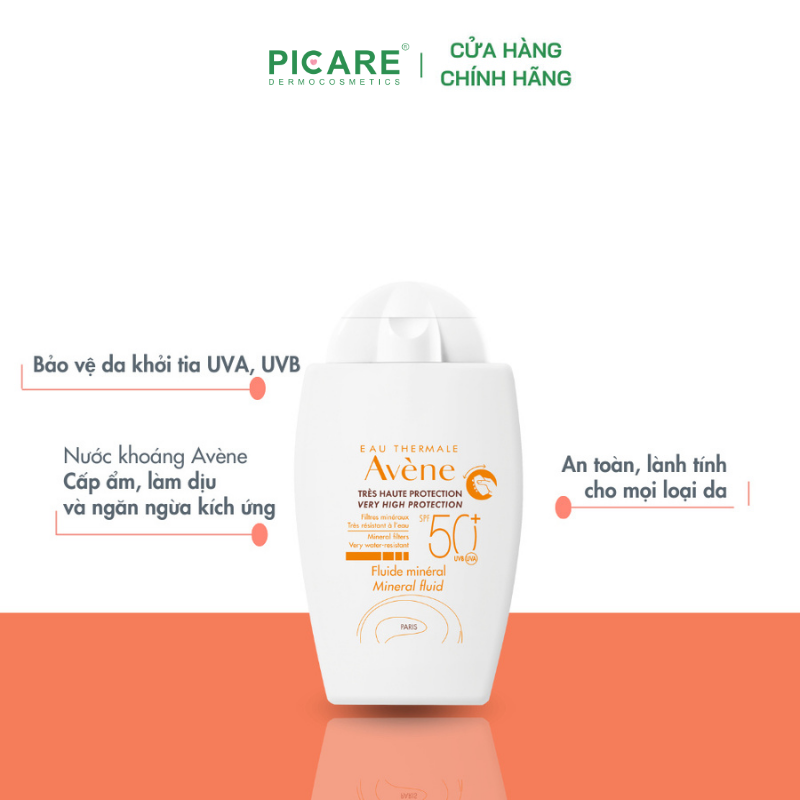 Sữa Chống Nắng Vật Lý Bảo Vệ Dành Cho Da Nhạy Cảm Avène Very High Protect Mineral Fluid SFP50+ 40ml