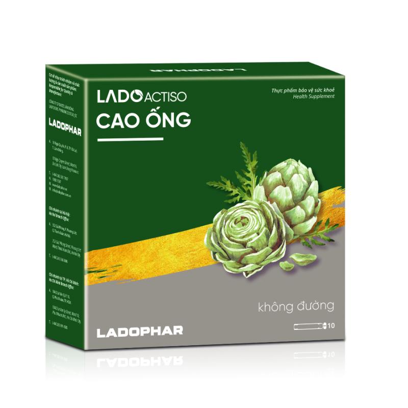 Cao ống Atiso Ladophar không đường Hộp 10 ống 10ml Giúp mát gan, lợi mật, hỗ trợ tăng cường chức năng gan, giúp cải thiện quá trình tiêu hóa do chức năng gan kém tặng 1 túi trà