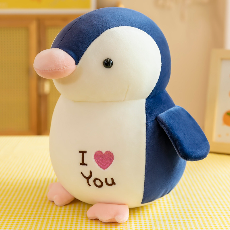 Gấu Bông Chim Cánh Cụt I Love You Siêu Dễ Thương Mềm Mịn Cho Bé Yêu (25cm---&gt;35cm) Vải Miniso 4 Chiều Co Giãn Êm Ái, Hàng Cao Cấp An Toàn Cho Trẻ Nhỏ