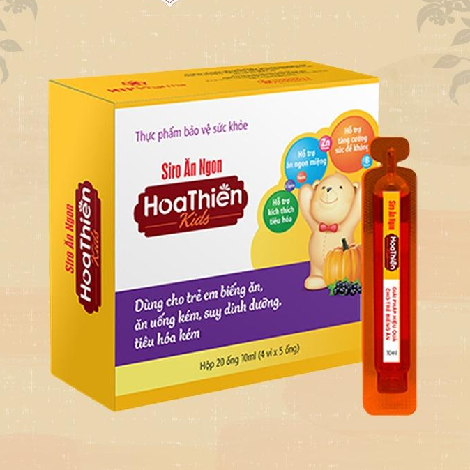 Siro Ăn Ngon Hoa Thiên KID Hộp 20 ống 10ml giúp hổ trợ hệ tiêu hóa cho bé