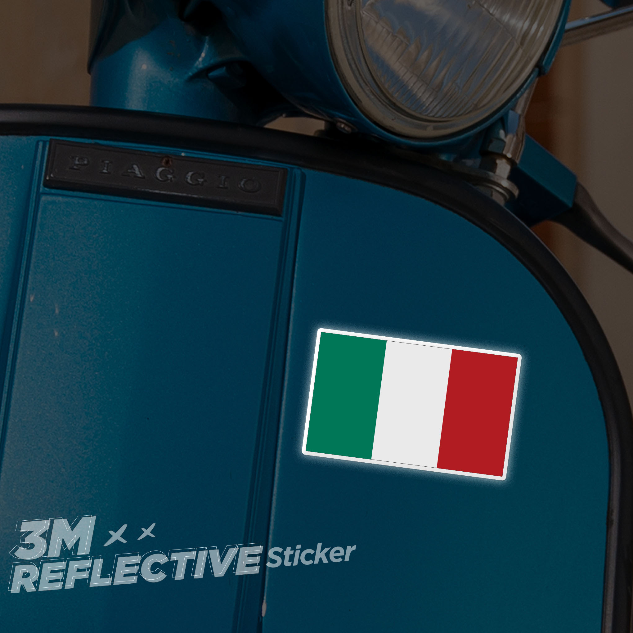 ITALY FLAG 3M - Reflective Sticker Die-cut Hình dán phản quang thương hiệu STICKER FACTORY