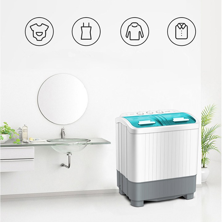 Máy giặt mini 6kg AUX 2 lồng giặt cao cấp bán tự động, chuyên dùng cho đồ sơ sinh