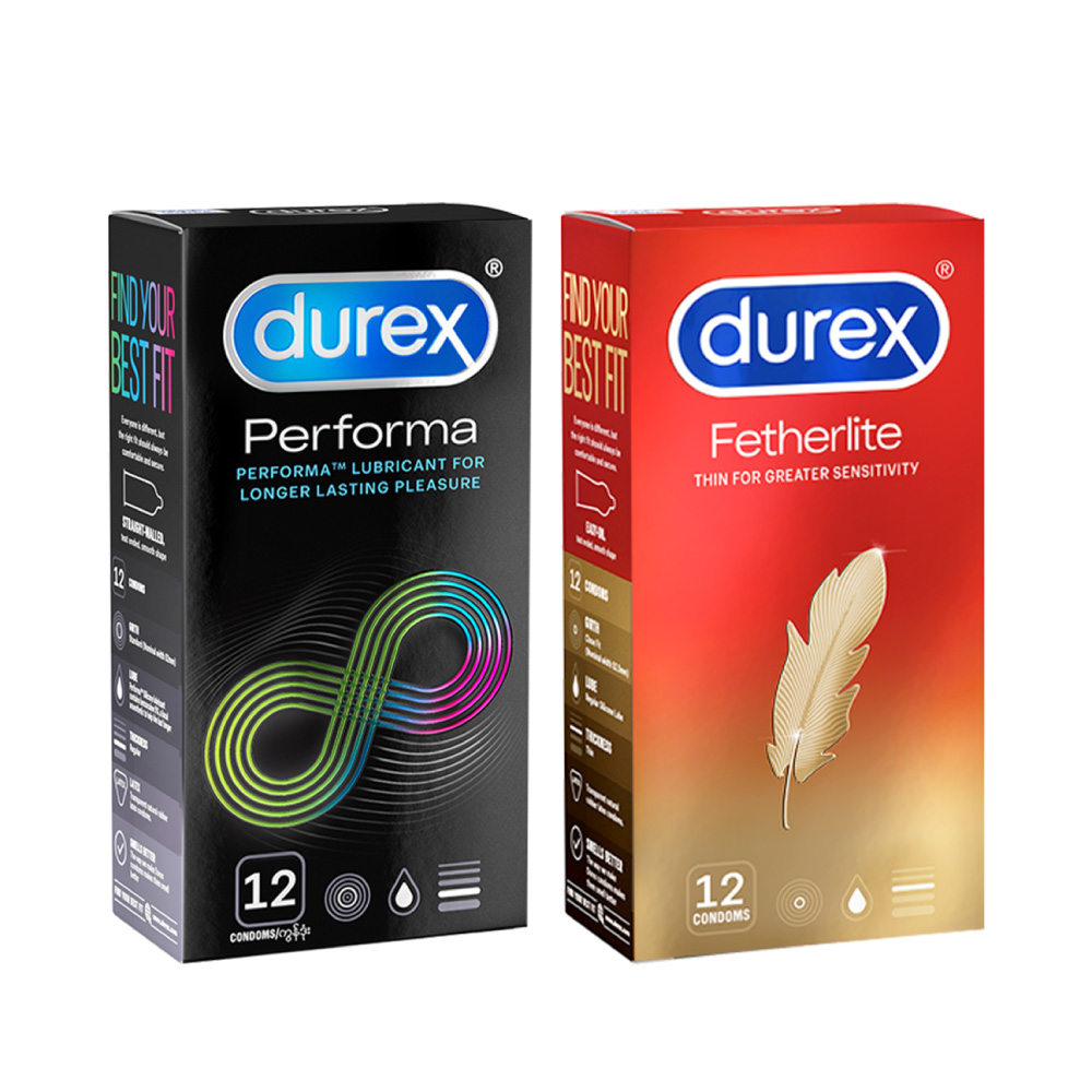 Hình ảnh Bộ 1 hộp bao cao su Durex Performa 12 bao và 1 Durex Fetherlite 12 bao