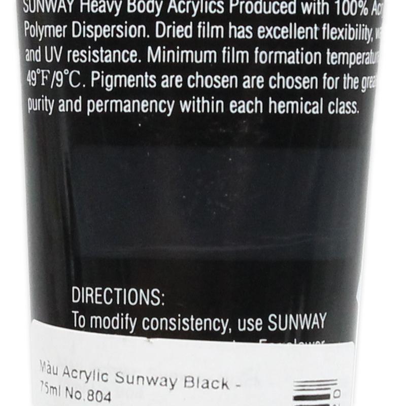 Tuýp Màu Vẽ Acrylic 75 ml - Sunway No.804 - Black