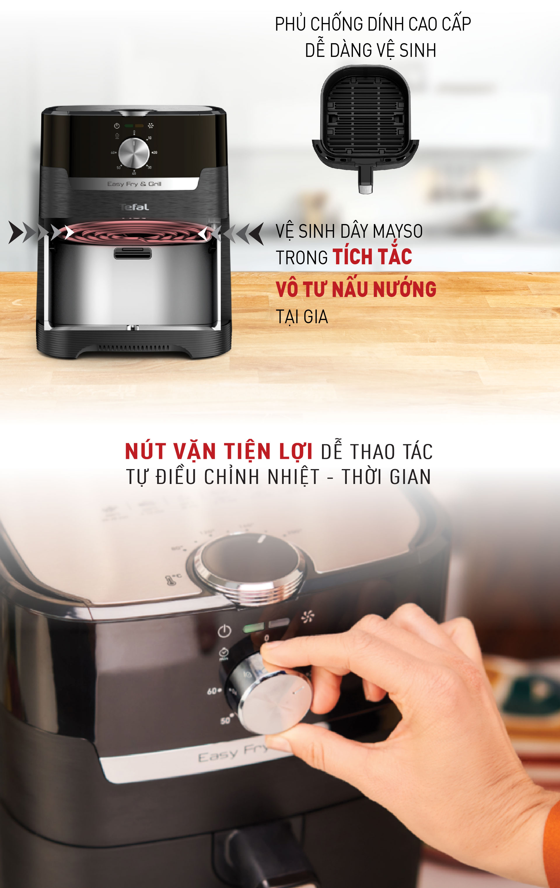 Nồi chiên, nướng không dầu cơ Tefal 2 trong 1 EY501815, Dung tích lòng nồi 4.6L / sử dụng 4.2L /1.2kg- Hàng chính hãng