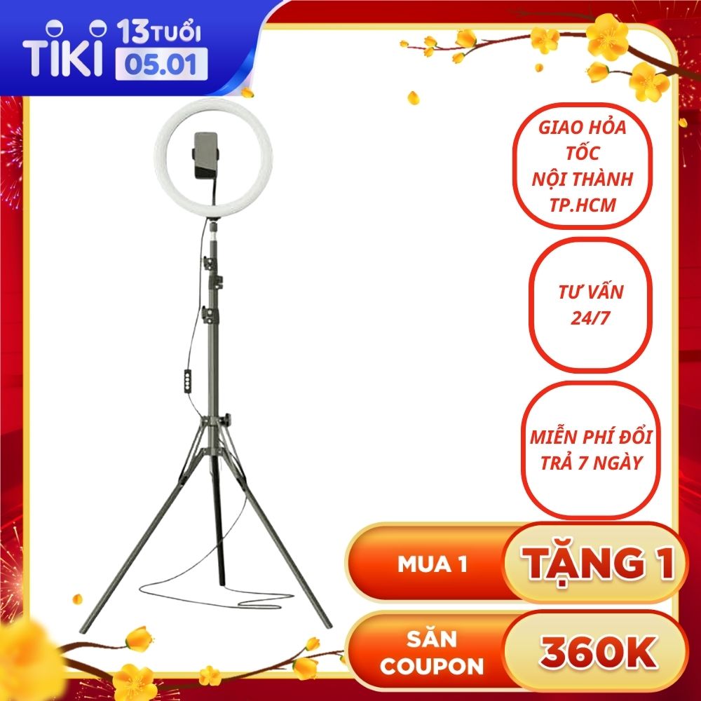 Bộ Giá Đỡ Điện Thoại Livestream Có Đèn Led LB -26cm -Điều chỉnh 3 chế độ màu ánh sáng