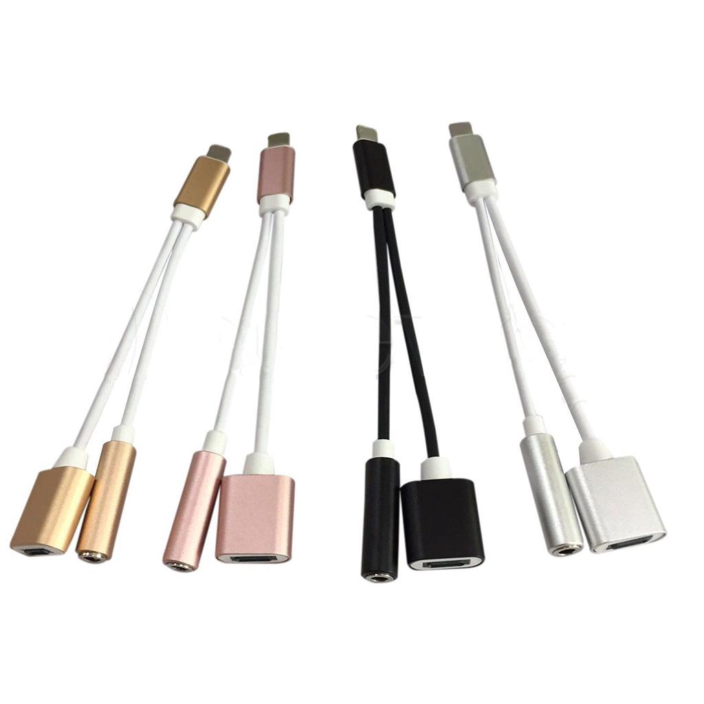 2x3.5mm Headphone Audio Adapter Charger Cable For iPhone 7 8 Plus X Silver