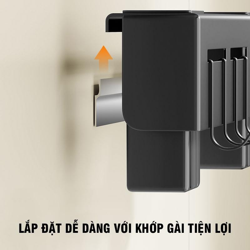 Giá Đựng Dao Kéo Dài 50cm Kèm Hộp Đỡ Đũa Đôi Và 8 Móc Treo Chất Liệu Inox Cao Cấp Không Gỉ Sét